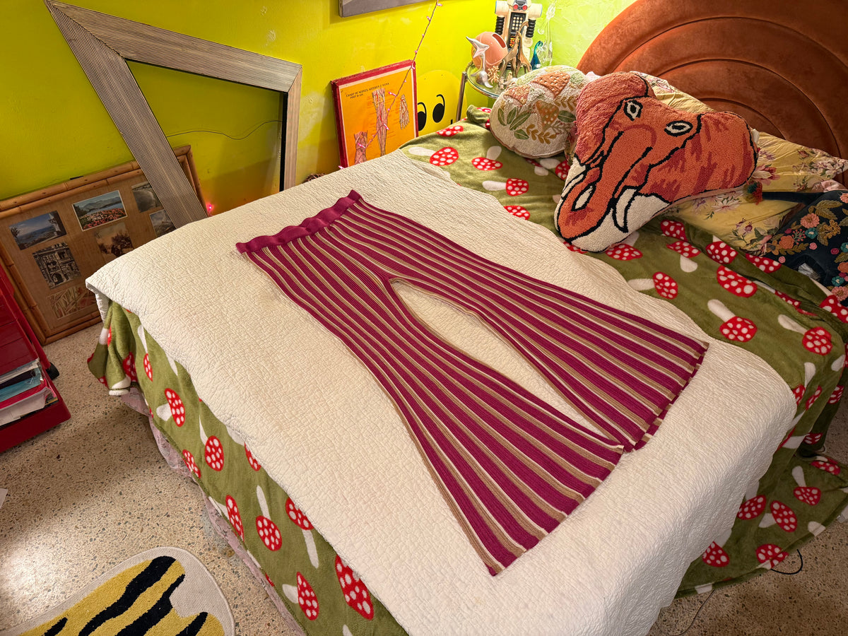 Future Collective - Striped Flare Pants in Pink and Gold - Jenny C. Lopez