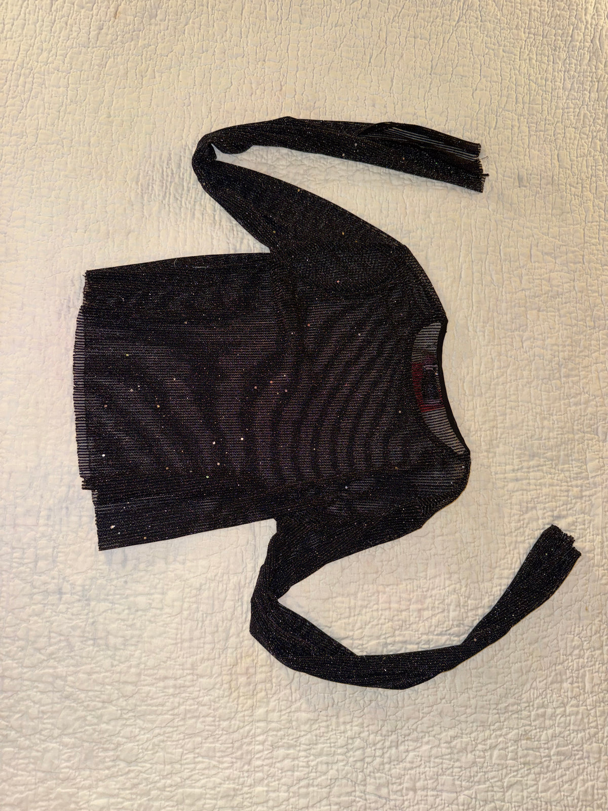 Edikted- Glitter Mesh Black Pinstripe Long Sleeve Top