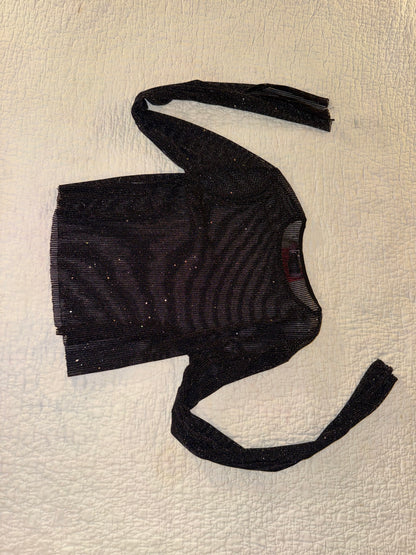 Edikted- Glitter Mesh Black Pinstripe Long Sleeve Top