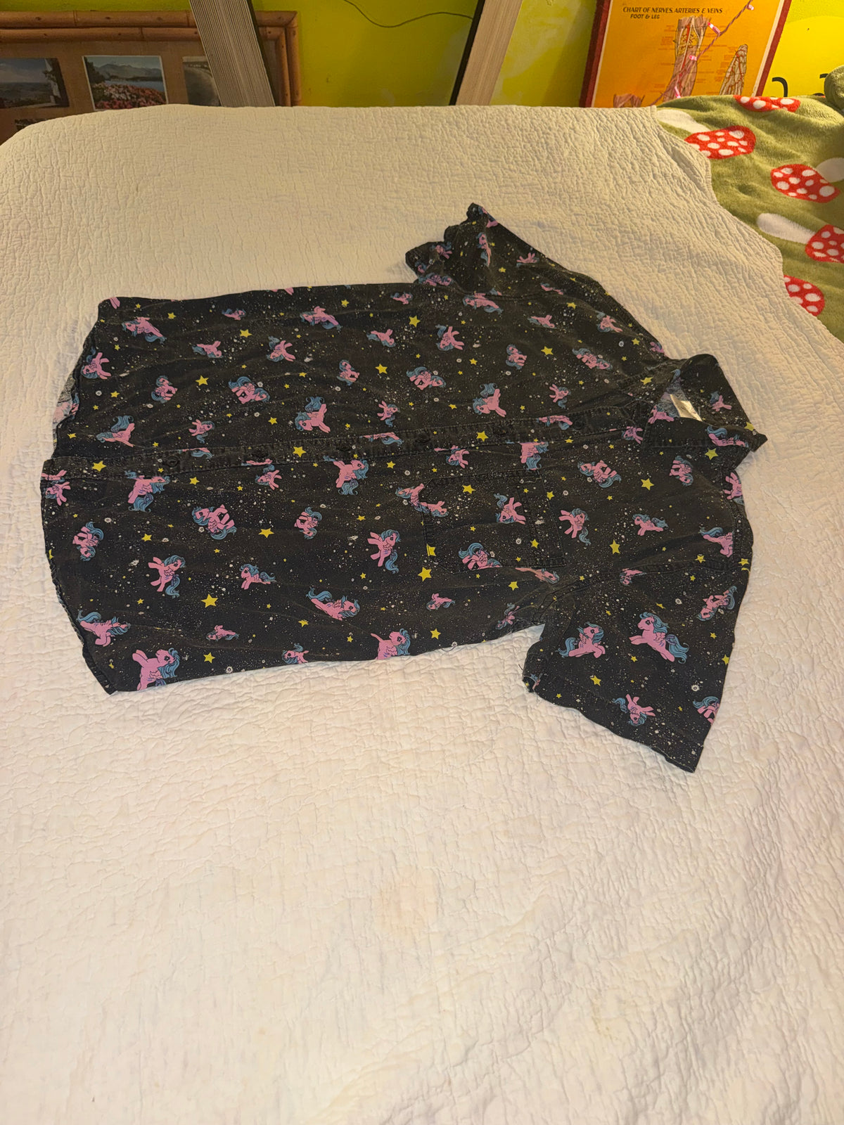 My Little Pony - Black Button Up Shirt with Pink and Blue Ponies