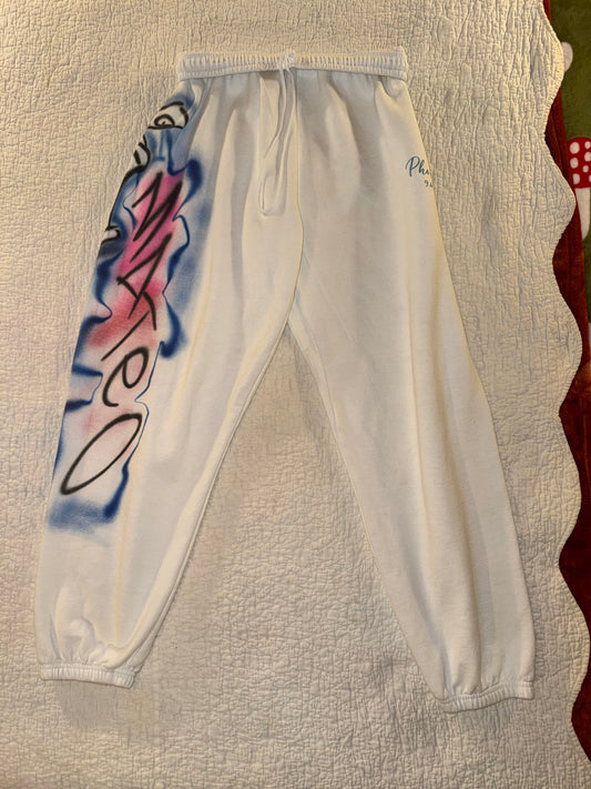 Phoebe 9.6.25 - Custom “Mateo” Airbrush Jogger Pants in White