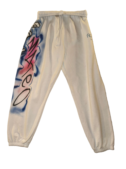 Phoebe 9.6.25 - Custom “Mateo” Airbrush Jogger Pants in White