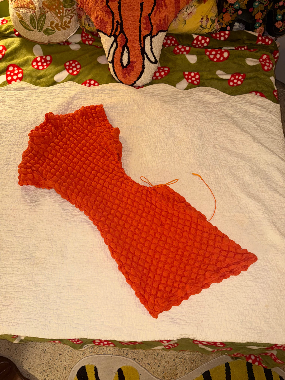 Orange Puffy Minidress with Side Cutout