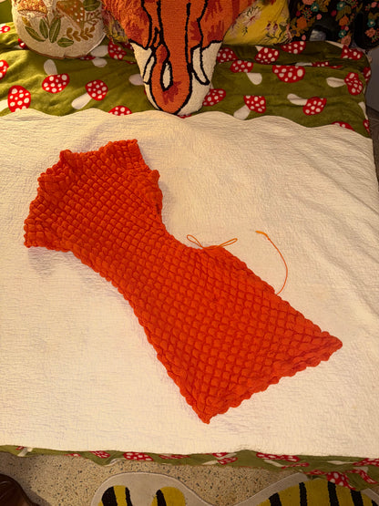 Orange Puffy Minidress with Side Cutout