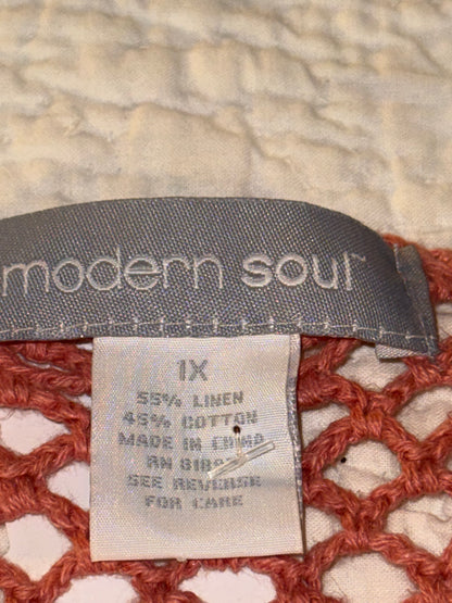 Modern Soul - Coral Ribbon and Crochet Cardigan Sweater