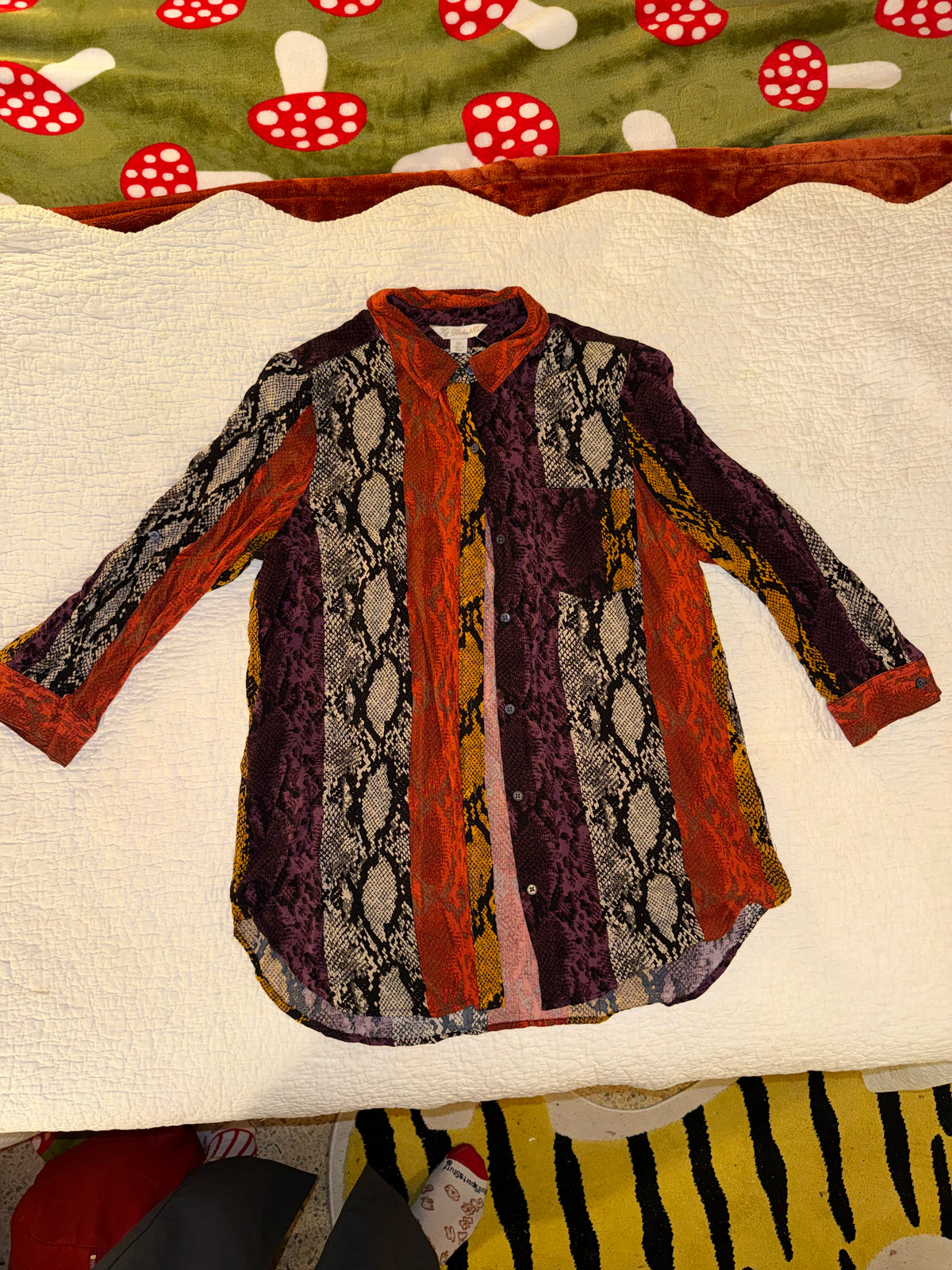 HC Khakis & Co - Snake Print Pattern Multicolor Striped Button Up Shirt