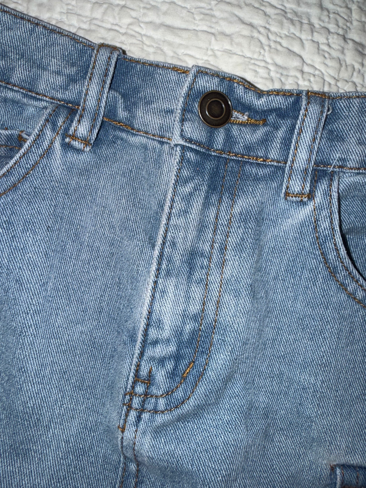 Chelsea & Violet Girls - Unique Denim Cargo Pocket Washed Blue Jean Skirt