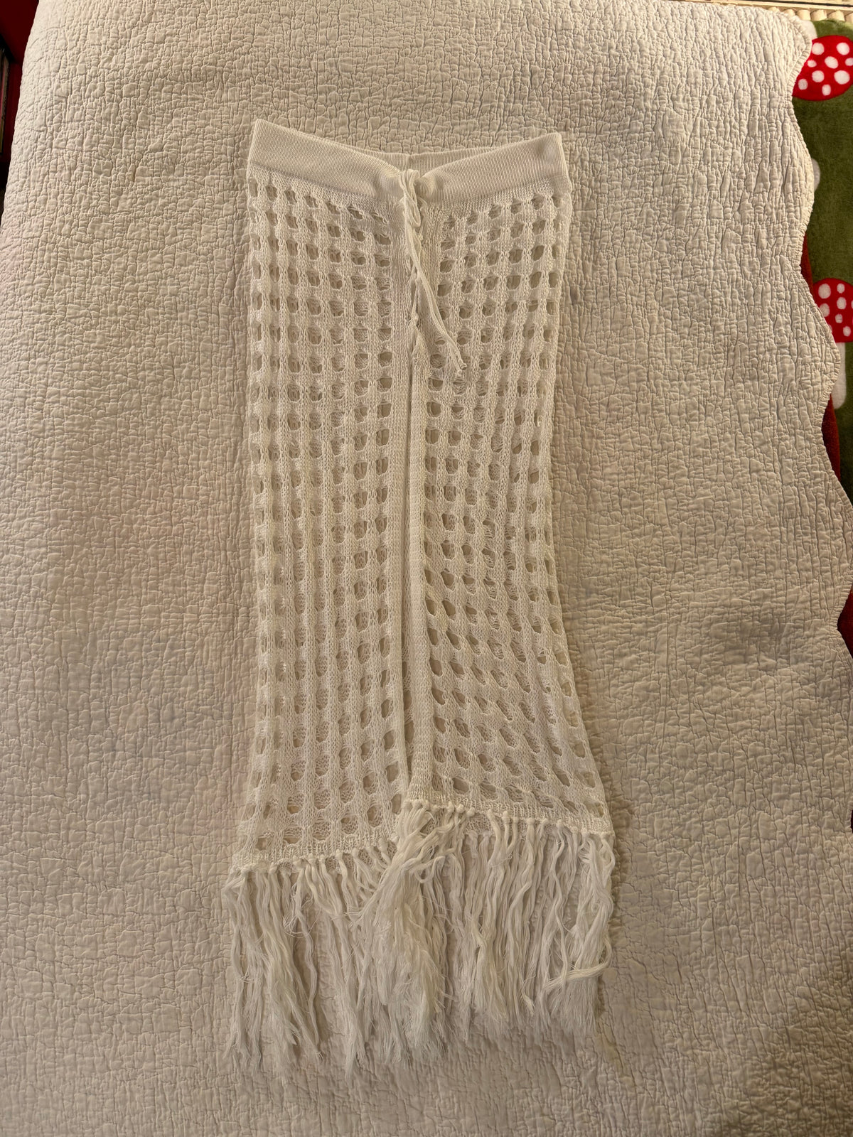 White Kit Beach Cover Up Skirt with Fringe