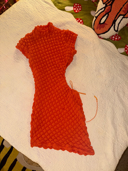 Orange Puffy Minidress with Side Cutout