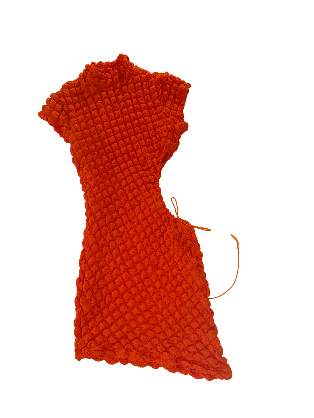 Orange Puffy Minidress with Side Cutout
