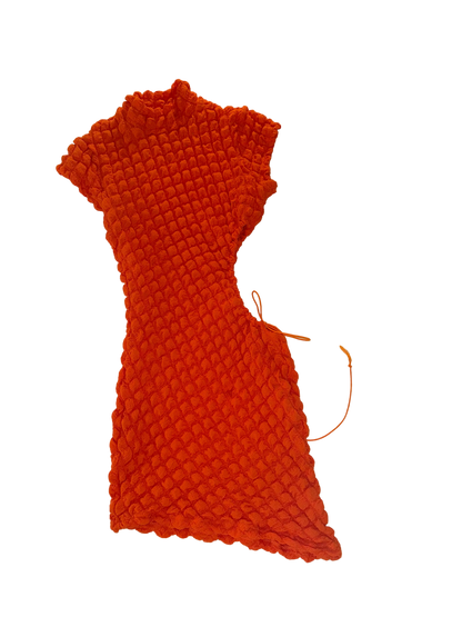 Orange Puffy Minidress with Side Cutout