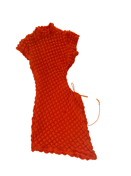 Orange Puffy Minidress with Side Cutout