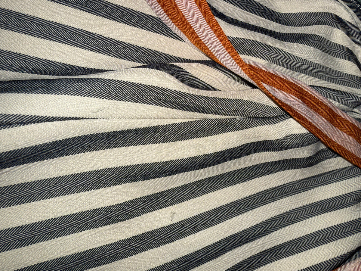 Pando Grove - Blue and White Striped Skirt with Orange Striped Belt