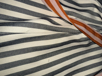 Pando Grove - Blue and White Striped Skirt with Orange Striped Belt