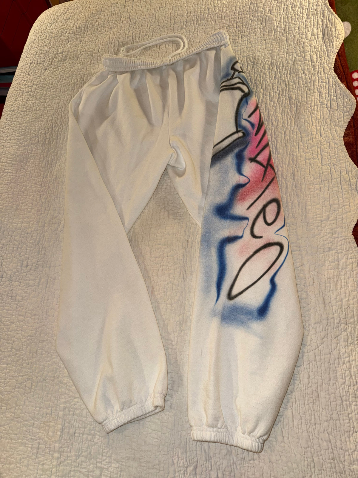 Phoebe 9.6.25 - Custom “Mateo” Airbrush Jogger Pants in White