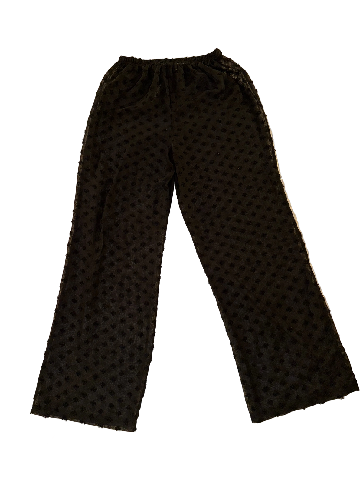 Pretty Little Thing - Black Wide Leg Textured Beach Trousers - Polka Dot Mesh