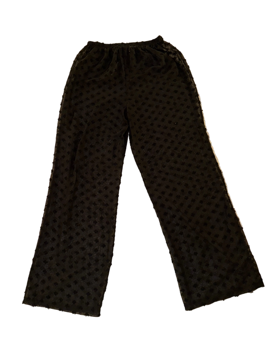 Pretty Little Thing - Black Wide Leg Textured Beach Trousers - Polka Dot Mesh