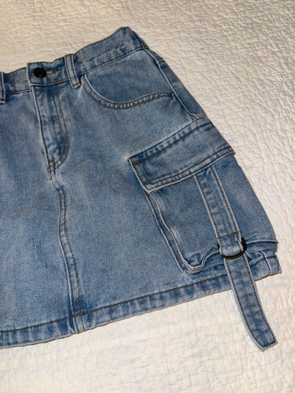 Chelsea & Violet Girls - Unique Denim Cargo Pocket Washed Blue Jean Skirt