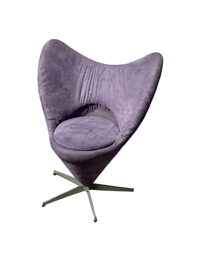 Midcentury Style Purple Velvet Swivel Butterfly Heart Chair