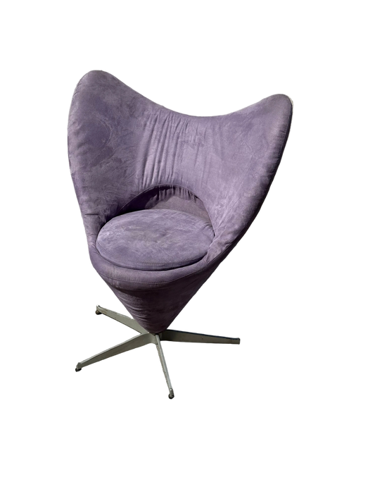 Midcentury Style Purple Velvet Swivel Butterfly Heart Chair