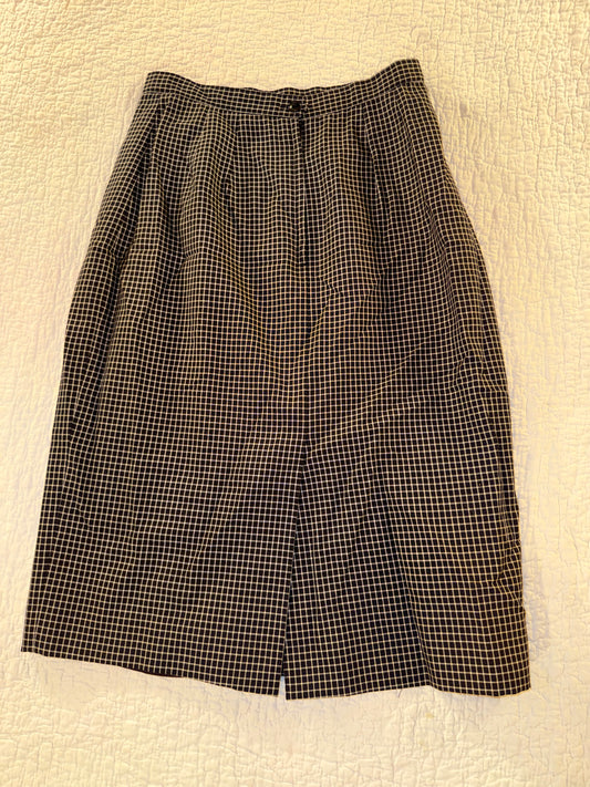 Grid Trouser Skirt in Black and White Plaid