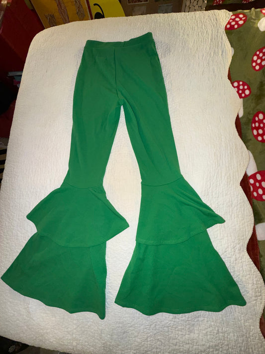 MadRag - Rare Chroma Key Green Screen ‘70s Style Double Flare Bottom Pants