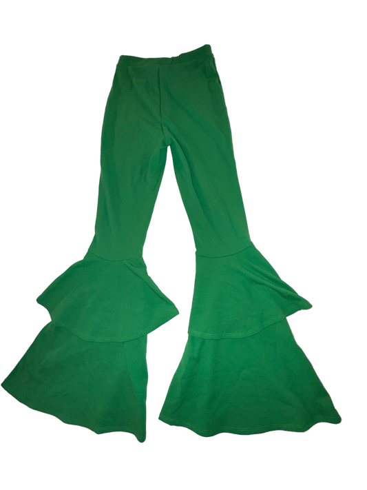 MadRag - Rare Chroma Key Green Screen ‘70s Style Double Flare Bottom Pants