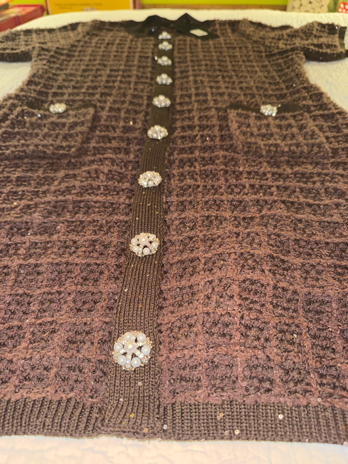 Nova Luxe - As If A Line Embellished Tweed Mini Dress in Chocolate - Fashion Nova