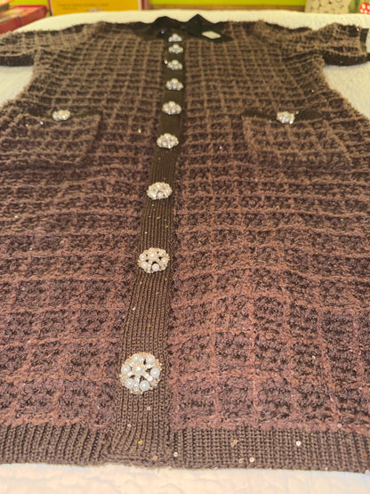 Nova Luxe - As If A Line Embellished Tweed Mini Dress in Chocolate - Fashion Nova