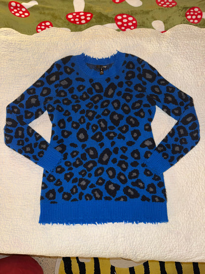 Aqua Cashmere - 100% Cashmere Blue Leopard Sweater - Bloomingdale’s