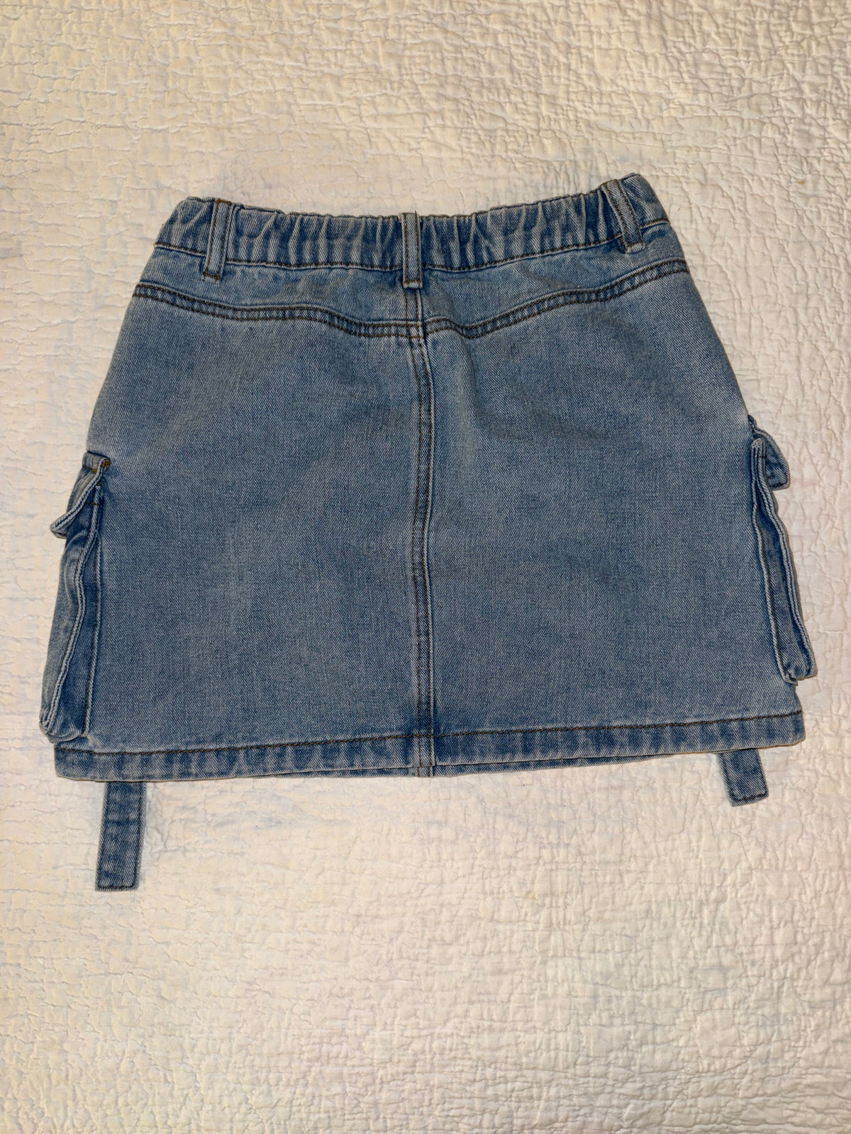 Chelsea & Violet Girls - Unique Denim Cargo Pocket Washed Blue Jean Skirt