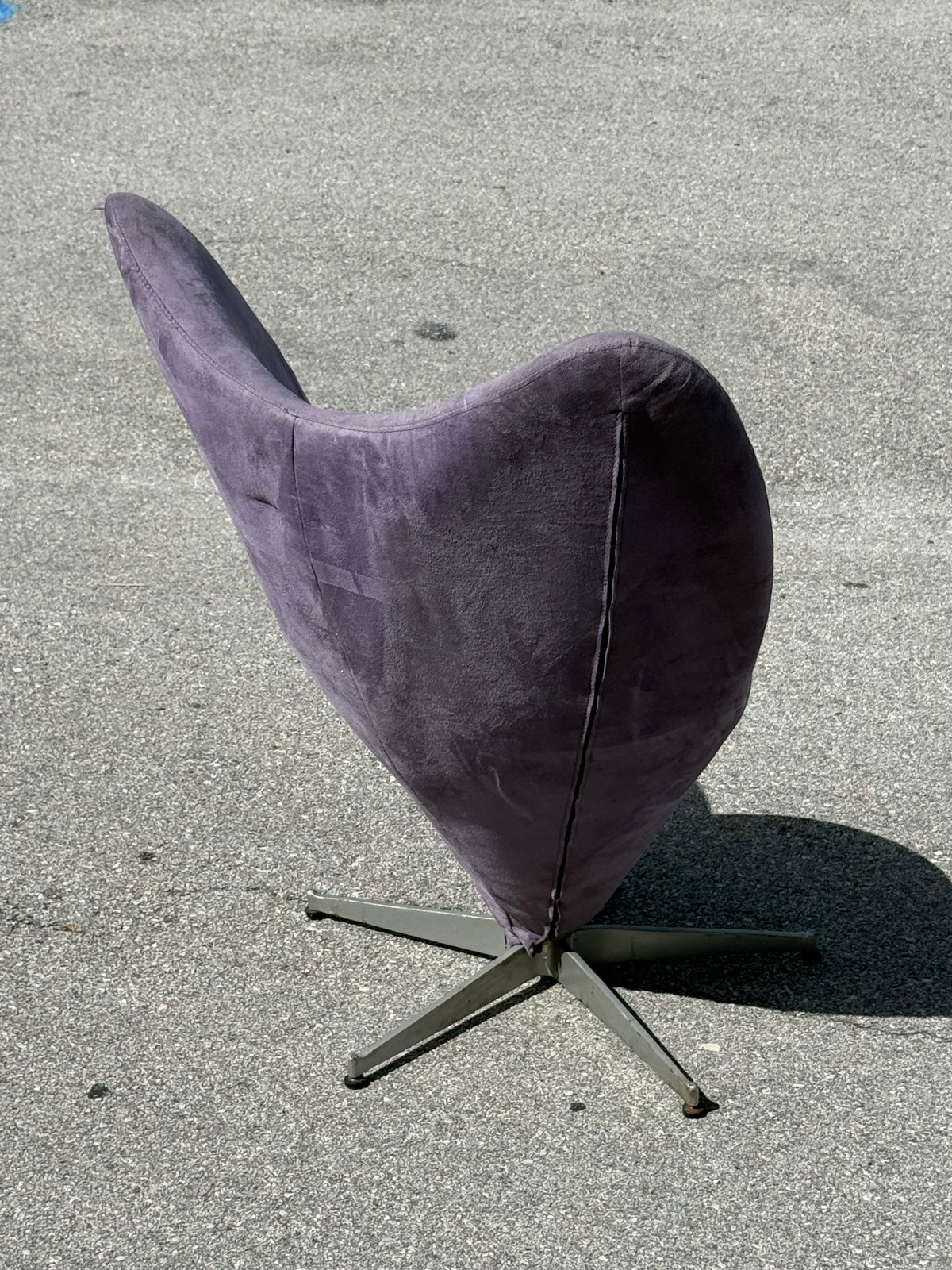Midcentury Style Purple Velvet Swivel Butterfly Heart Chair