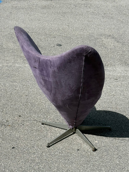 Midcentury Style Purple Velvet Swivel Butterfly Heart Chair