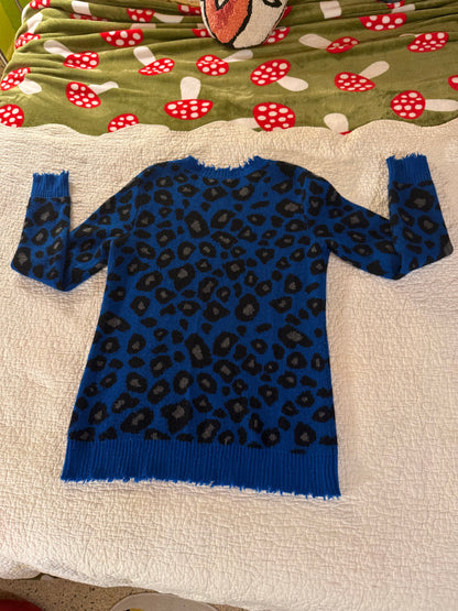 Aqua Cashmere - 100% Cashmere Blue Leopard Sweater - Bloomingdale’s