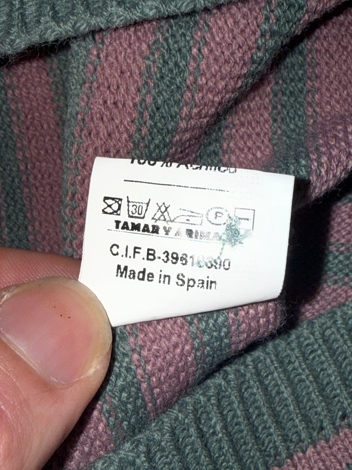 Grey and Mauve Striped Baby Sweater T-24