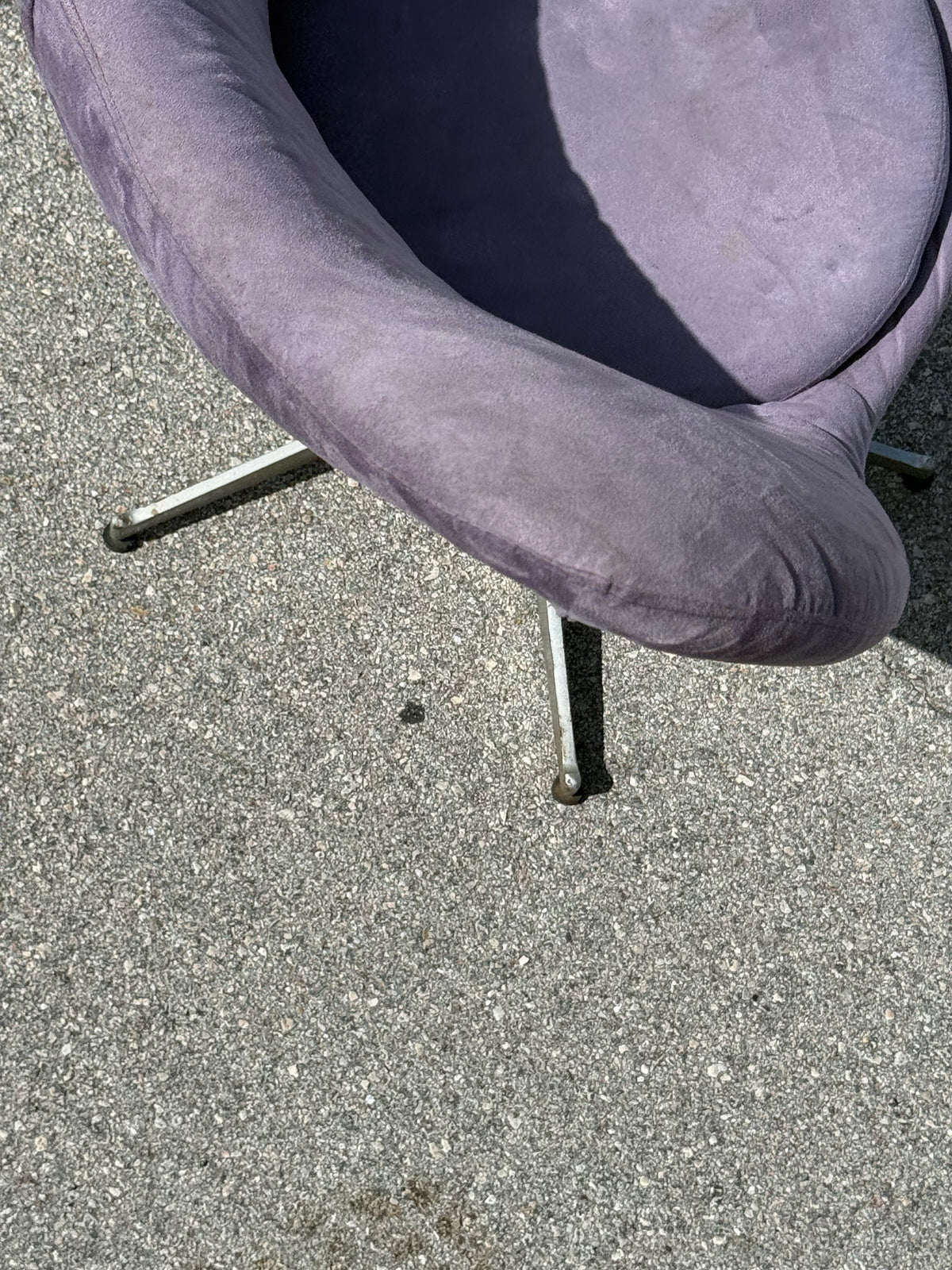 Midcentury Style Purple Velvet Swivel Butterfly Heart Chair