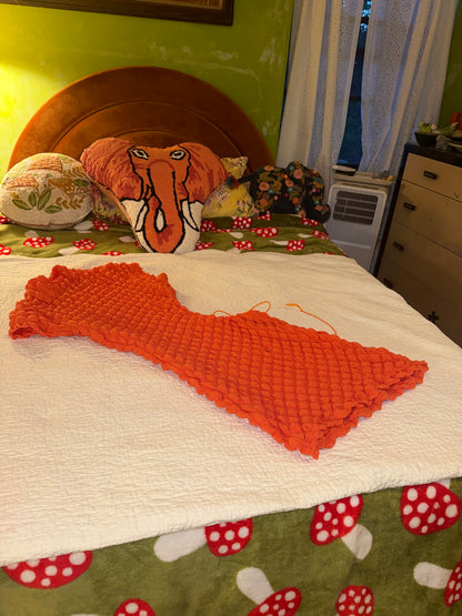 Orange Puffy Minidress with Side Cutout