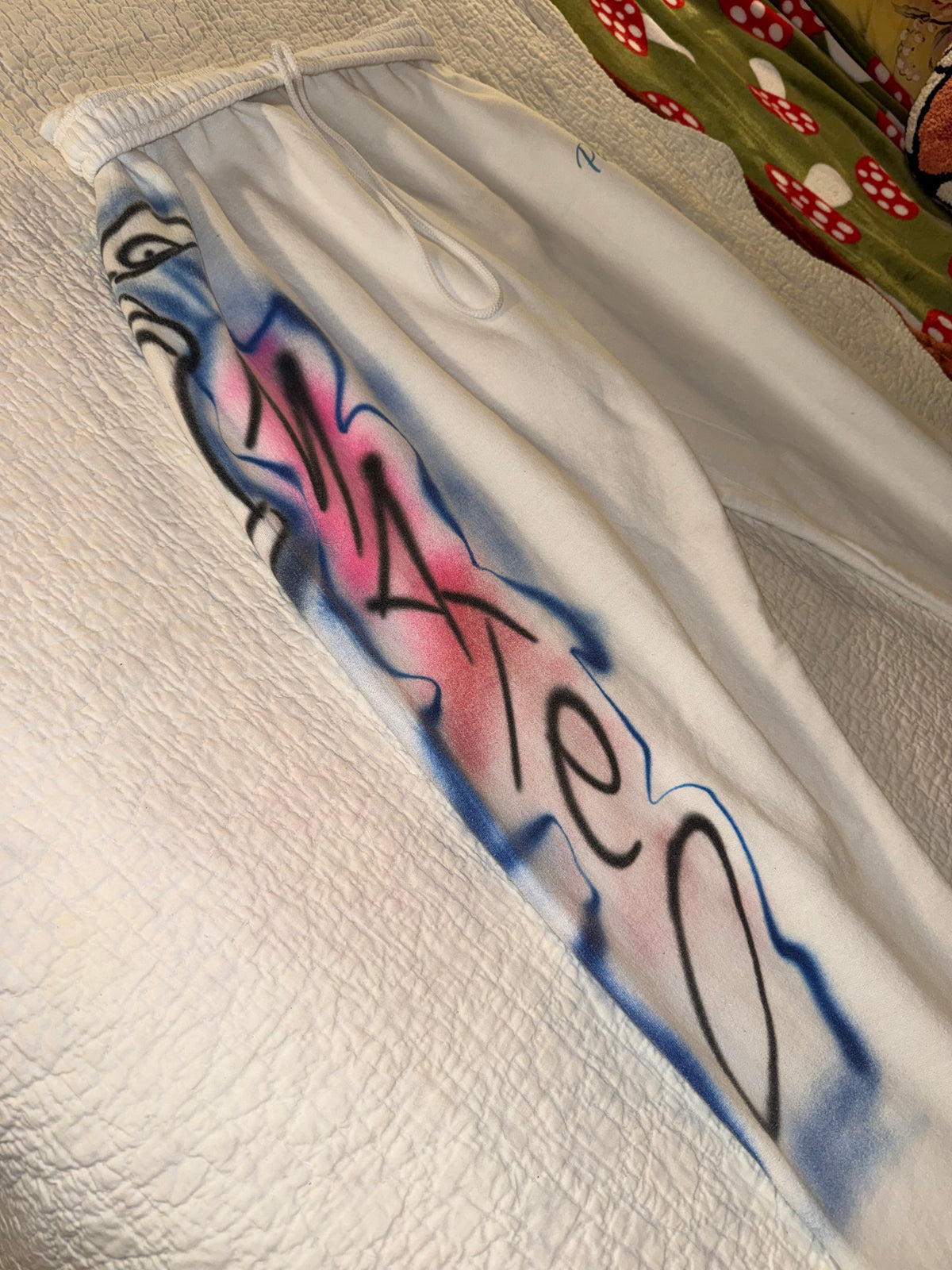 Phoebe 9.6.25 - Custom “Mateo” Airbrush Jogger Pants in White