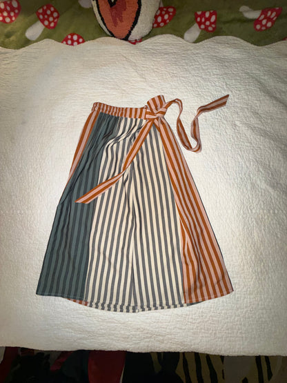 Pando Grove - Blue and White Striped Skirt with Orange Striped Belt