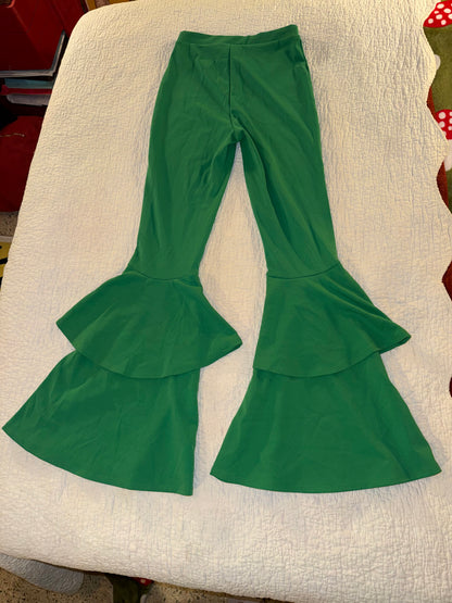 MadRag - Rare Chroma Key Green Screen ‘70s Style Double Flare Bottom Pants