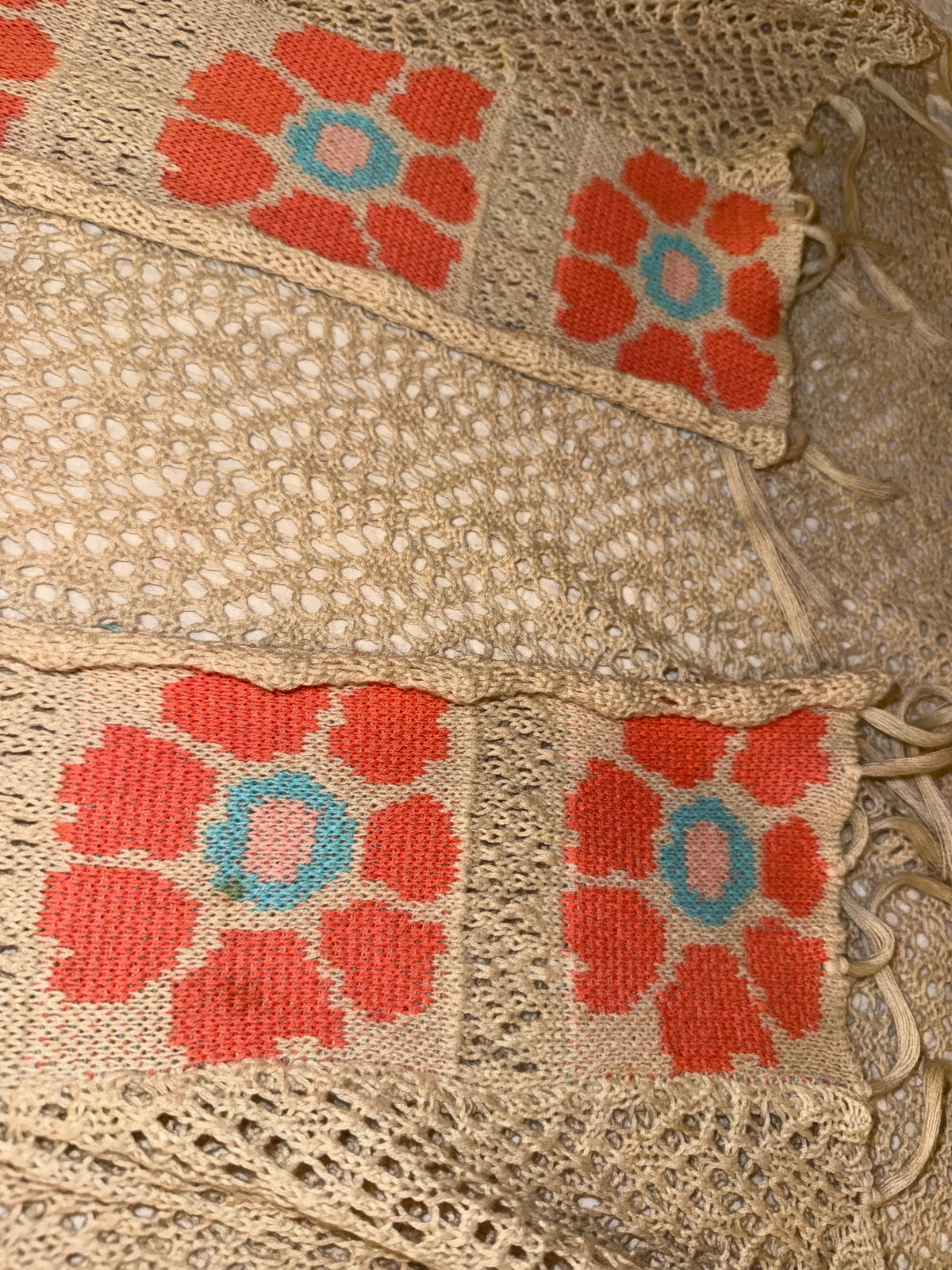 Oh MG! - Juniors 70’s Style Orange Flower Power Knit Vest