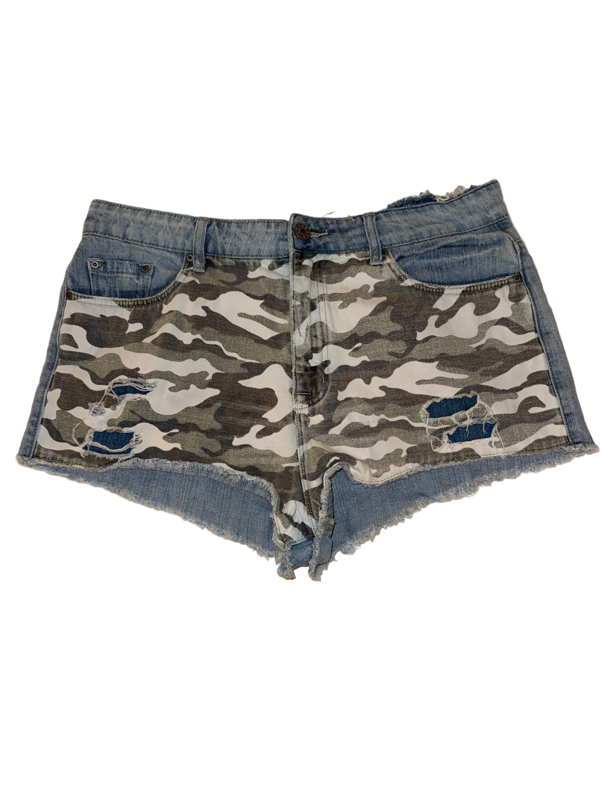 BDG - Dree High Rise Cheeky Denim Camo Jean Shorts - Urban Outfitters