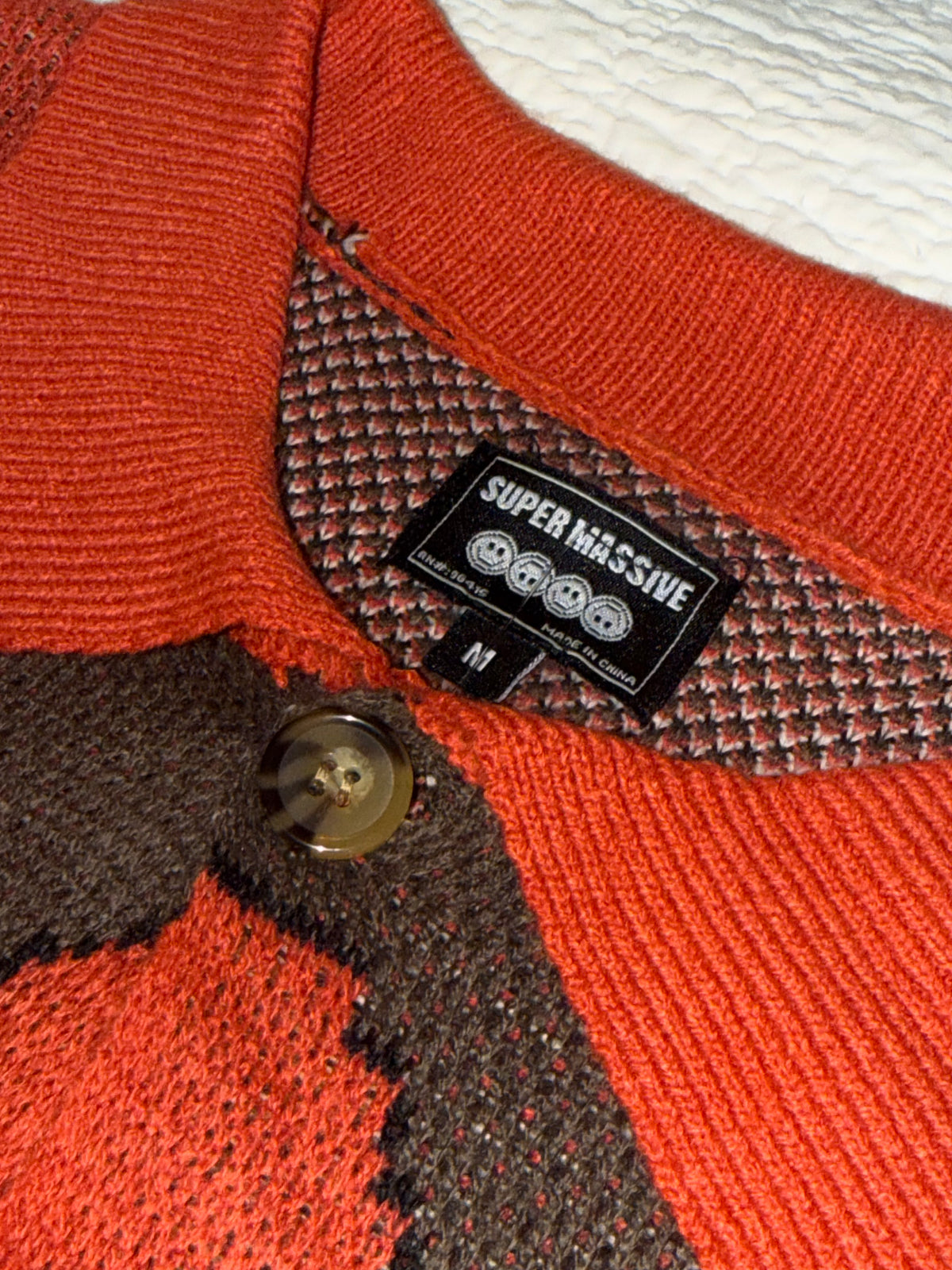 Super Massive - Orange and Brown Collared Flower Button Up Cardigan Sweater