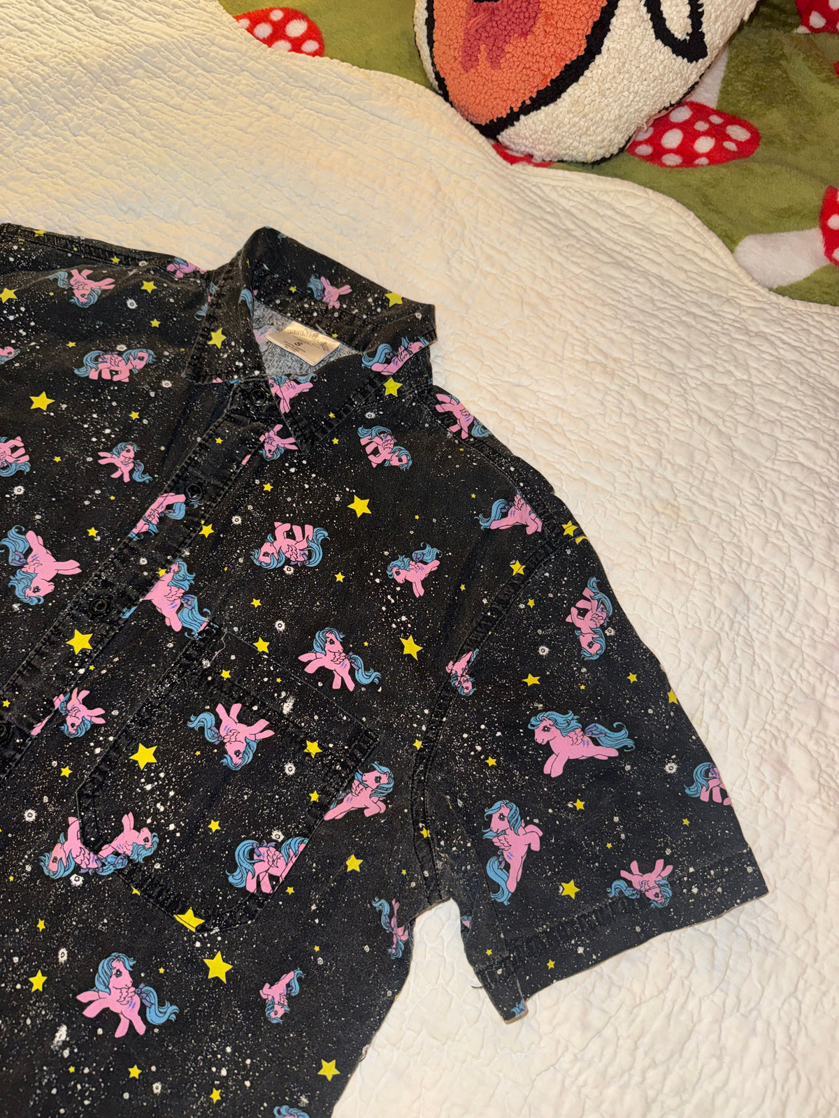 My Little Pony - Black Button Up Shirt with Pink and Blue Ponies