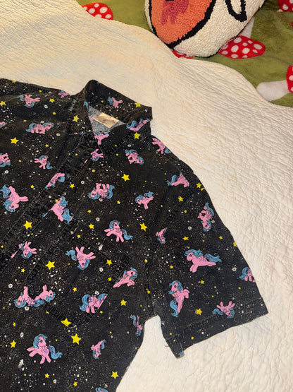 My Little Pony - Black Button Up Shirt with Pink and Blue Ponies