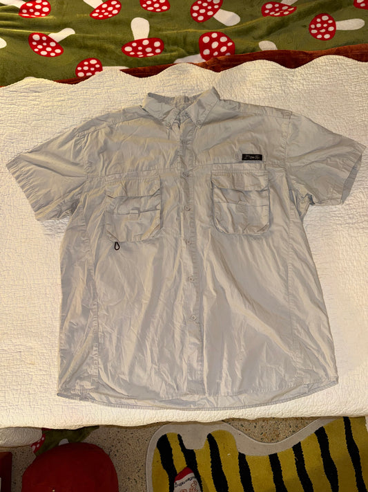 BlackTip - Big Catch Shirt - Cargo Pocket Fisherman Shirt in Beige 100% Cotton