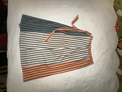 Pando Grove - Blue and White Striped Skirt with Orange Striped Belt