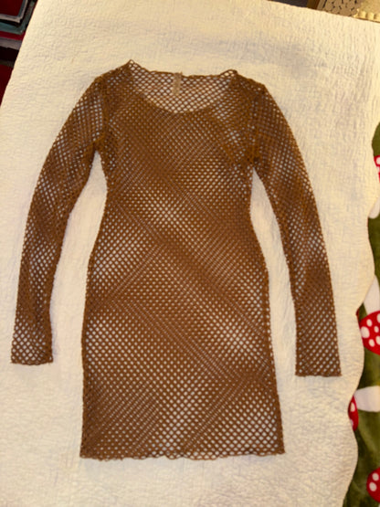 Fashion Nova - Brown Mesh Club Dress