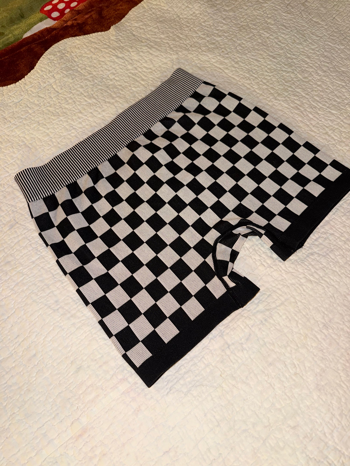 Kimberly C - Stretchy Checkerboard Athletic Racer Shorts