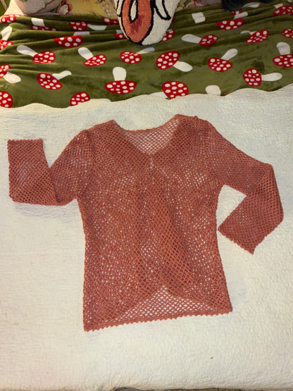 Modern Soul - Coral Ribbon and Crochet Cardigan Sweater